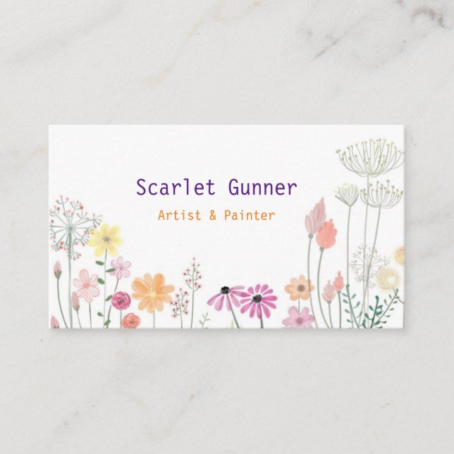 Simple Cute Floral Business Card (Front)