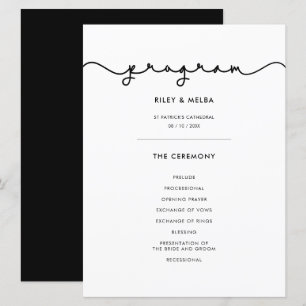 Simple cute font wedding program