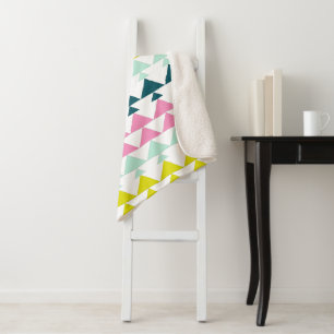 Simple Cute Geometric Pattern Pink Mint Chartreuse Sherpa Blanket