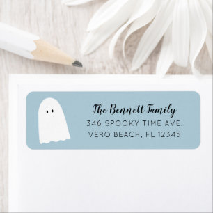 Simple Cute Ghost Élégant Script Halloween Bleu