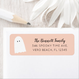 Simple Cute Ghost Elegant Script Halloween Peach