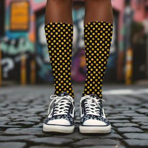 Simple Cute Girly Black and Gold Luxury Polka Dots Socks