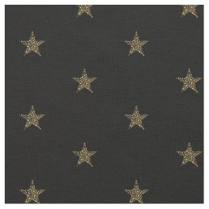 Simple Cute Gold Star With Black Pattern Fabric