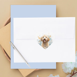 Simple Cute Goldendoodle Dog Modern Watercolor Heart Sticker