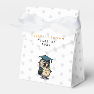 Simple Cute Grad Back To School Owl Polka Dots  Favor Box