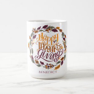 Simple Cute Happy Thanksgiving Pumpkin Fall Coffee Mug