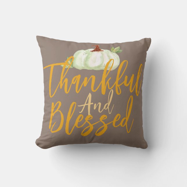  Simple Cute Happy Thanksgiving Pumpkin Fall Throw Pillow (Front)