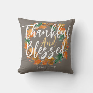  Simple Cute Happy Thanksgiving Pumpkin Fall Throw Pillow