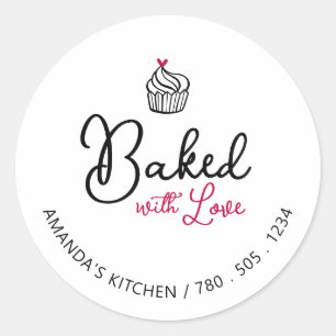 Simple Cute Heart Baked with Love package sticker