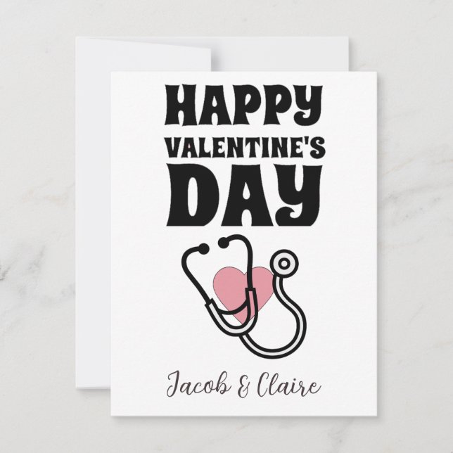 Simple Cute Heart Happy Valentines day Couple (Front)