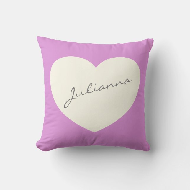 Simple Cute Heart Illustration Pink Personalized Throw Pillow (Front)