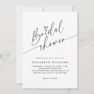 Simple Cute Heart Script Typography Bridal Shower Invitation