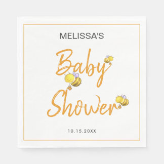 Simple Cute Honey Bee Baby Shower Party Napkin