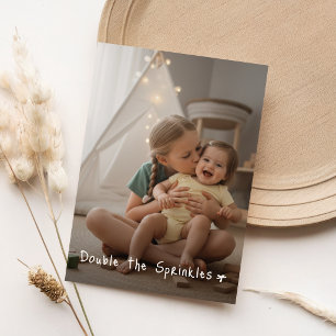 Simple Cute Joint Photo Double Birthday Party Invitation
