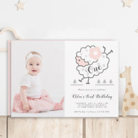 Simple Cute Jumping Lamb 1st Birthday Photo
