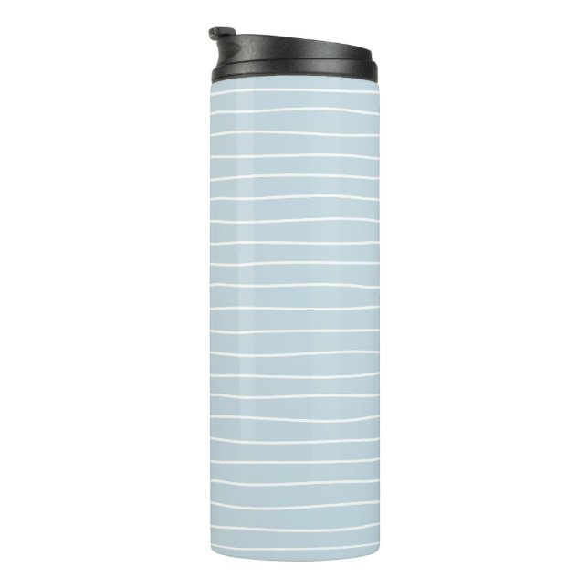 Simple Cute Light Blue Water Texture Wavy Stripe Thermal Tumbler (Rotated Right)