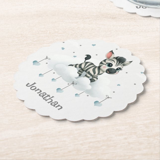 Simple cute little cartoon zebra  paper coaster (Angled)