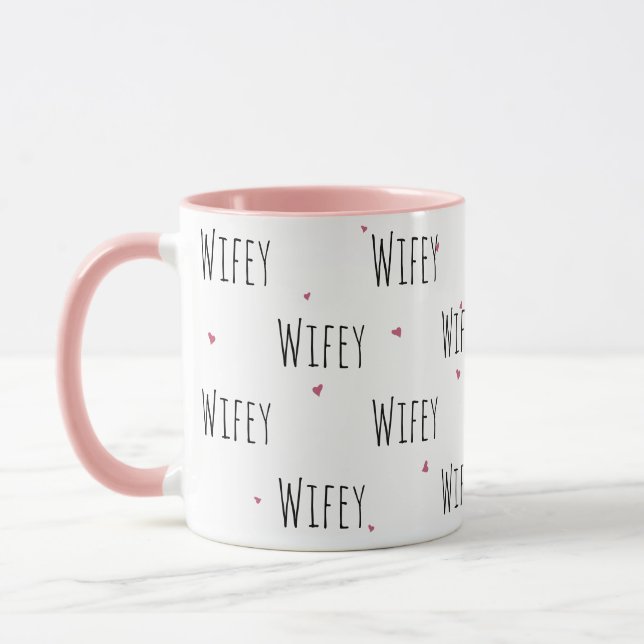 Simple Cute Little Hearts + "Wifey" Text | Love Mug (Left)