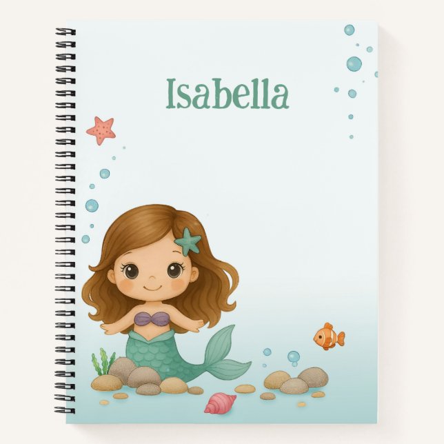 Simple cute little mermaid  notebook (Front)