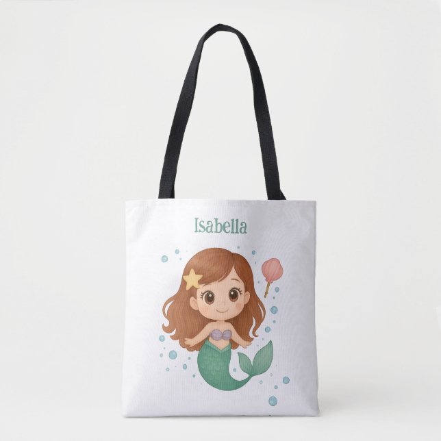 Simple cute little mermaid tote bag (Front)