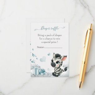 Simple cute little zebra baby shower enclosure card