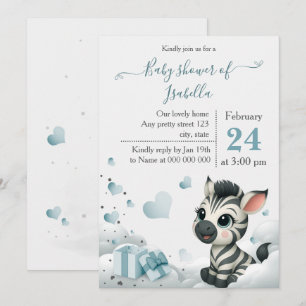 Simple cute little zebra baby shower invitation