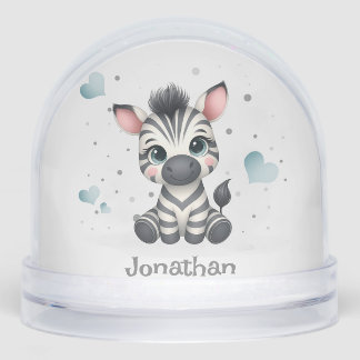 Simple cute little zebra snowglobe