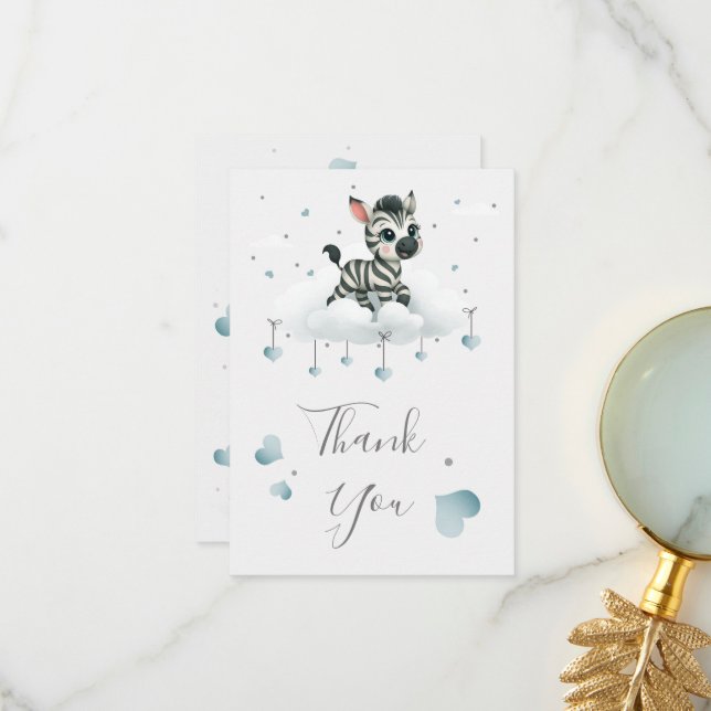 Simple cute little zebra  thank you card (Front/Back In Situ)
