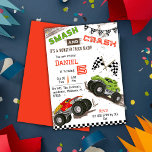 Simple cute modern monster truck kid 5th birthday  invitation<br><div class="desc">Rev up the excitement for your child's birthday with our "Monster Truck Bash 5th Birthday Invitation!" This is perfect for young monster truck enthusiasts, featuring dynamic illustrations of roaring monster trucks in action, complete with mud splashes and tire tracks. Bold and vibrant text declares "SMASH and CRASH, " setting the...</div>