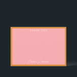 Simple Cute Modern Pink Orange Custom Shower Flat Thank You Card<br><div class="desc">Simple Cute Modern Pink Orange Custom Shower Flat Thank You Card</div>