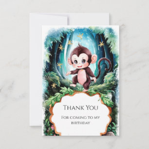 Simple Cute Monkey Birthday Thank You Card