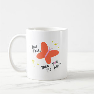 Simple Cute Morning Bold Orange Butterfly Quote Coffee Mug
