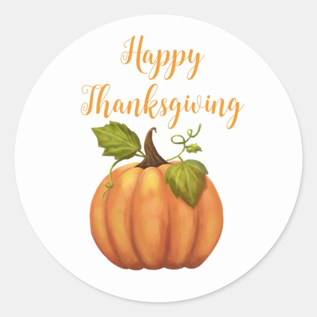 Simple Cute Orange Pumpkin Your Message Text Classic Round Sticker (Front)