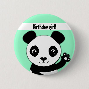 Simple cute panda Birthday girl 2 Inch Round Button