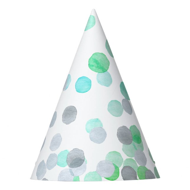 Simple Cute Pastel Geometric Polka Dot Watercolor  Party Hat (Front)