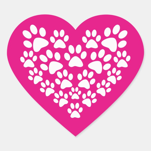Simple Cute Paw Print Heart Heart Sticker (Front)