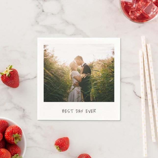 Simple Cute Photo Modern Wedding Napkin (Insitu)
