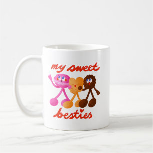 Simple Cute Playful Three Candy Besties Colorful Coffee Mug