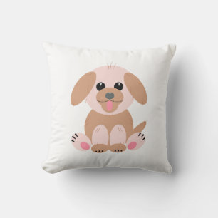 Simple Cute Puppy Dog Pastel Cartoon Throw Pillow