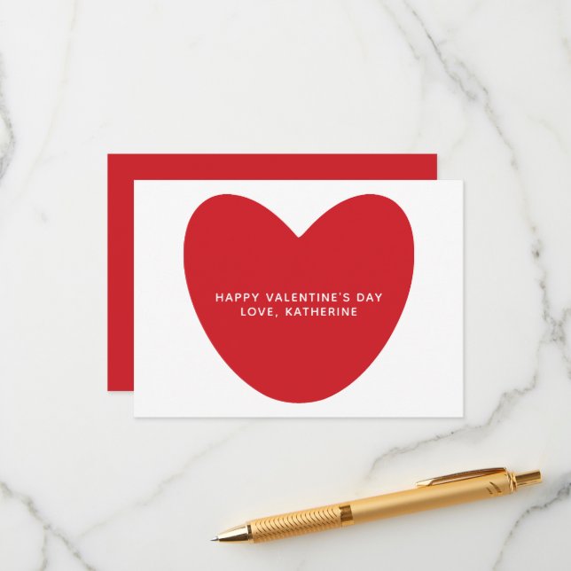 Simple cute red heart custom Valentine's Day Enclosure Card (Front/Back In Situ)