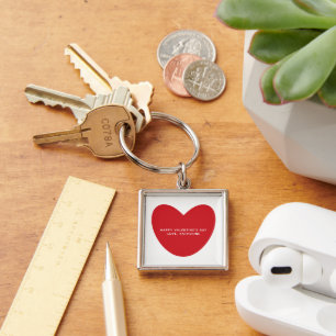 Simple cute red heart custom Valentine's Day Keychain