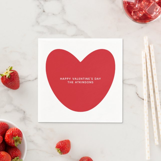 Simple cute red heart custom Valentine's Day Napkin (Insitu)