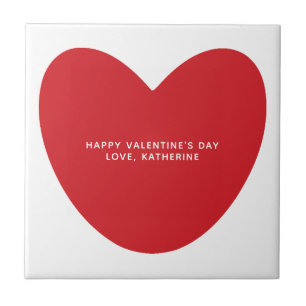 Simple cute red heart custom Valentine's Day Tile