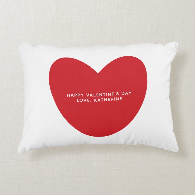 Simple cute red heart personalized Valentine's Day Accent Pillow (Front)