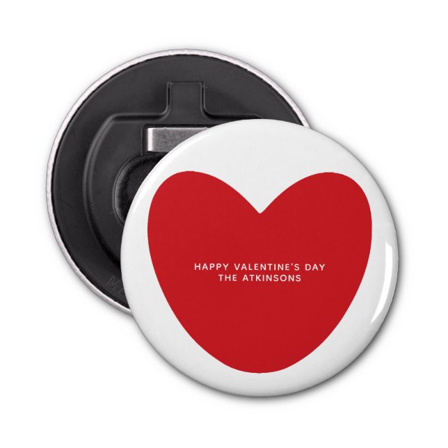 Simple cute red heart personalized Valentine's Day Bottle Opener (Front)