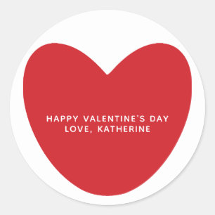 Simple cute red heart personalized Valentine's Day Classic Round Sticker