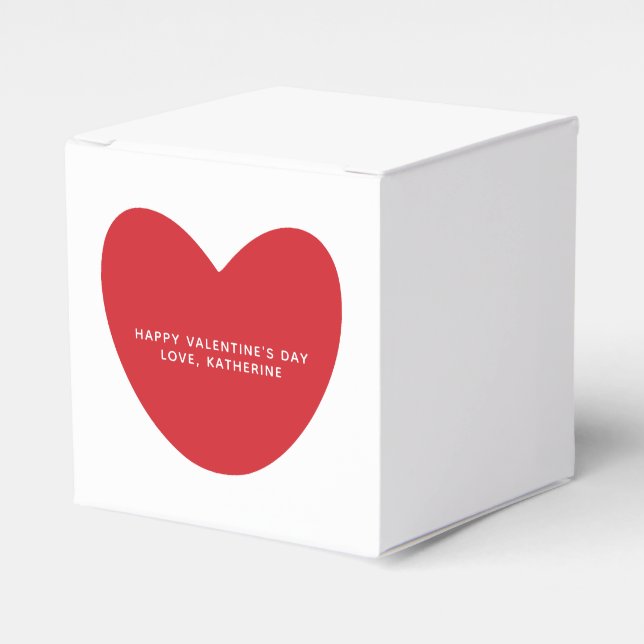 Simple cute red heart personalized Valentine's Day Favor Box (Front Side)