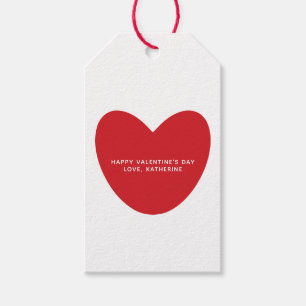Simple cute red heart personalized Valentine's Day Gift Tags