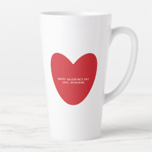 Simple cute red heart personalized Valentine's Day Latte Mug