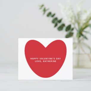 Simple cute red heart personalized Valentine's Day Postcard
